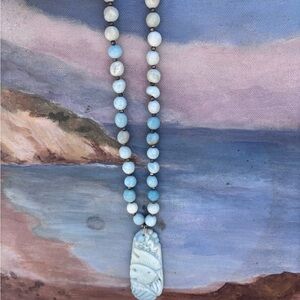 Blue and White Beaded Necklace